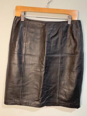 Croft & Barrow Lambskin Leather Skirt Black Size 8 Classic Knee Length